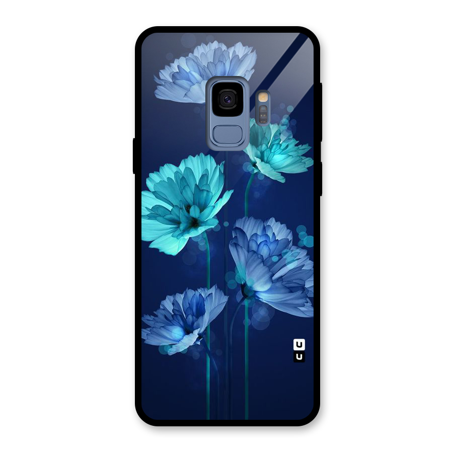 Water Flowers Glass Back Case for Galaxy S9
