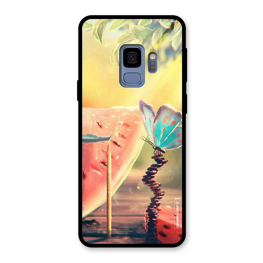 Watermelon Butterfly Glass Back Case for Galaxy S9