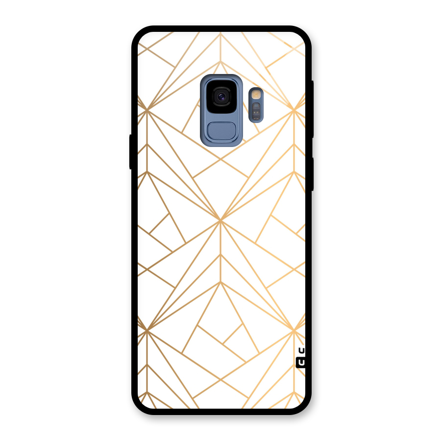 White Golden Zig Zag Glass Back Case for Galaxy S9