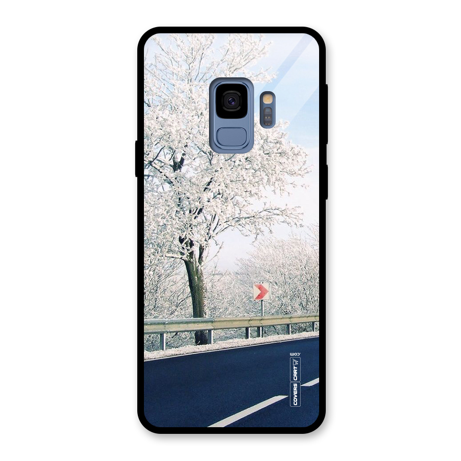White Snow Tree Glass Back Case for Galaxy S9