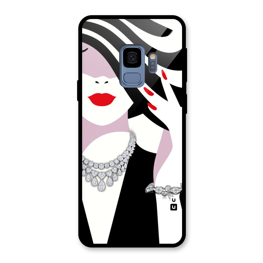 Women Beauty Glass Back Case for Galaxy S9