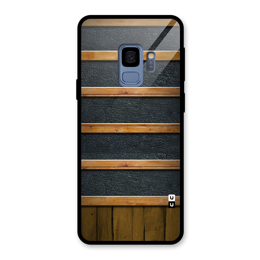 Wood Design Glass Back Case for Galaxy S9