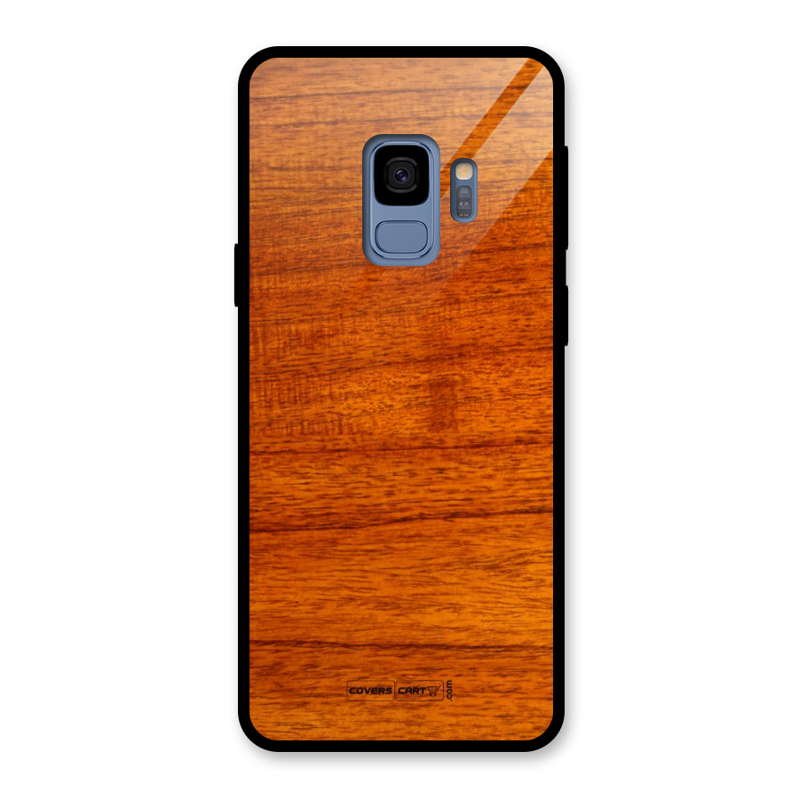 Wood Texture Design Glass Back Case for Galaxy S9