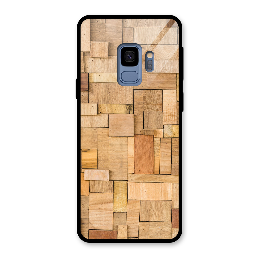 Wooden Blocks Glass Back Case for Galaxy S9