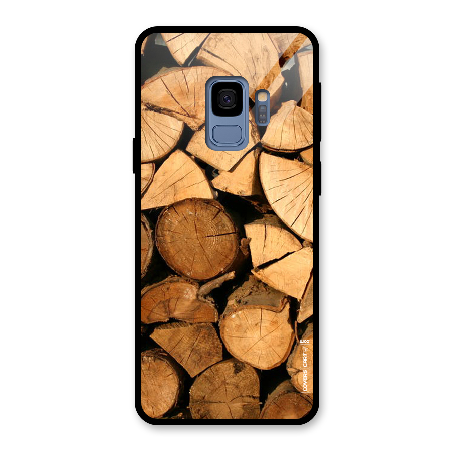 Wooden Logs Glass Back Case for Galaxy S9