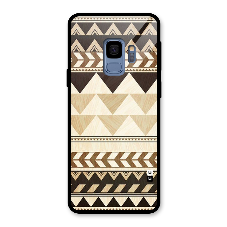 Wooden Printed Chevron Glass Back Case for Galaxy S9