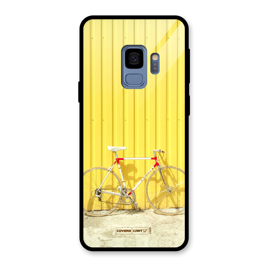 Yellow Cycle Classic Glass Back Case for Galaxy S9