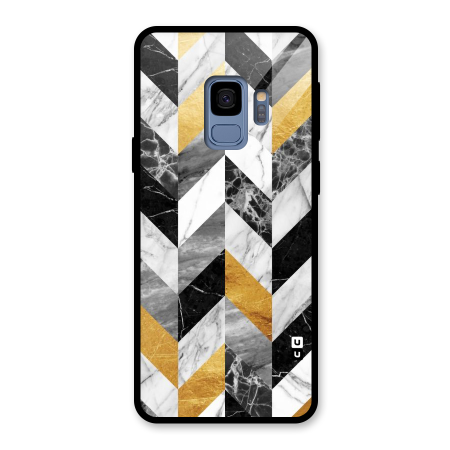 Yellow Grey Marble Glass Back Case for Galaxy S9