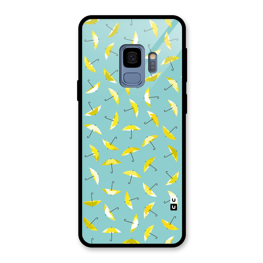 Yellow Umbrella Pattern Glass Back Case for Galaxy S9