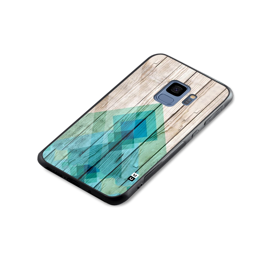 Abstract Green And Wood Glass Back Case for Galaxy S9