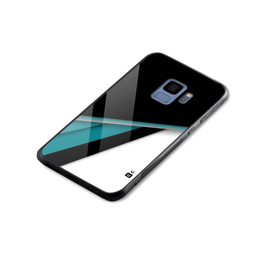 Abstract Lines Of Blue Glass Back Case for Galaxy S9
