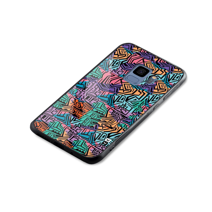 Abstract Lining Colors Glass Back Case for Galaxy S9