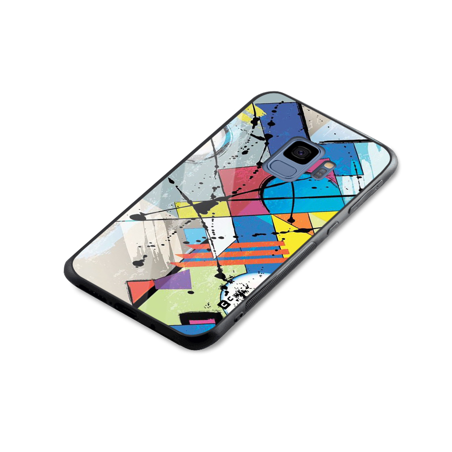 Abstract Paint Shape Glass Back Case for Galaxy S9