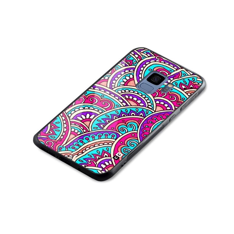 Abstract Rangoli Design Glass Back Case for Galaxy S9