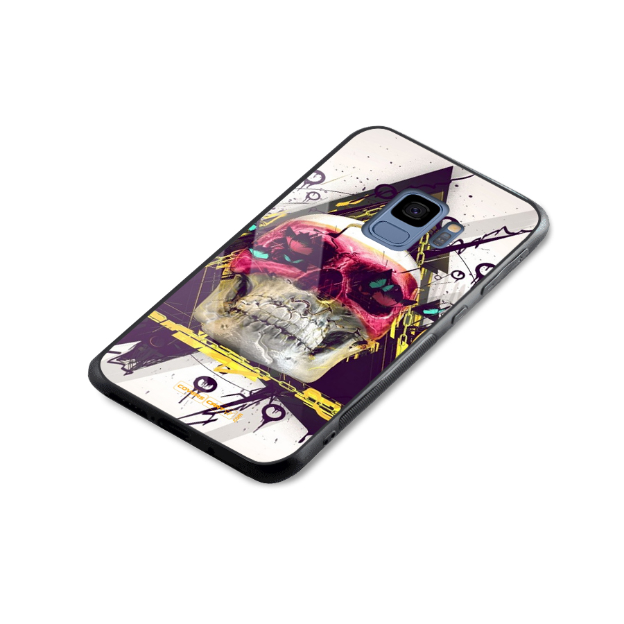 Abstract Skull Glass Back Case for Galaxy S9