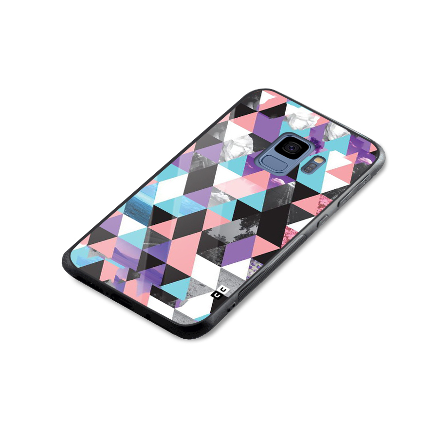 Abstract Splash Triangles Glass Back Case for Galaxy S9