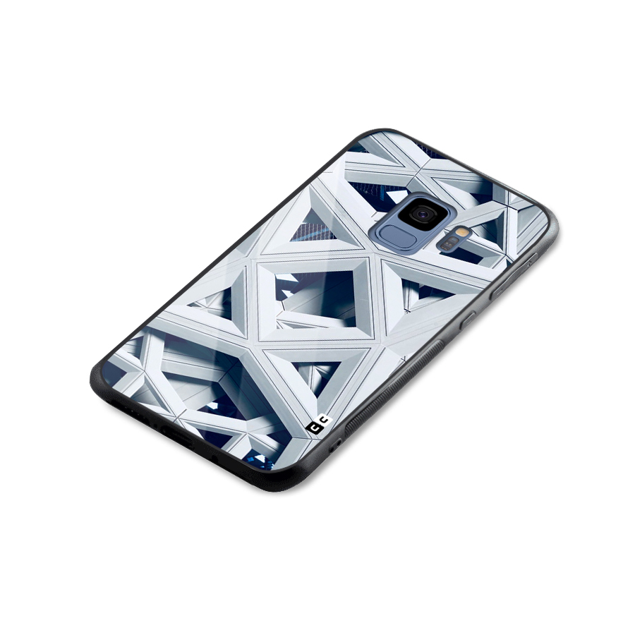 Abstract White Lines Glass Back Case for Galaxy S9
