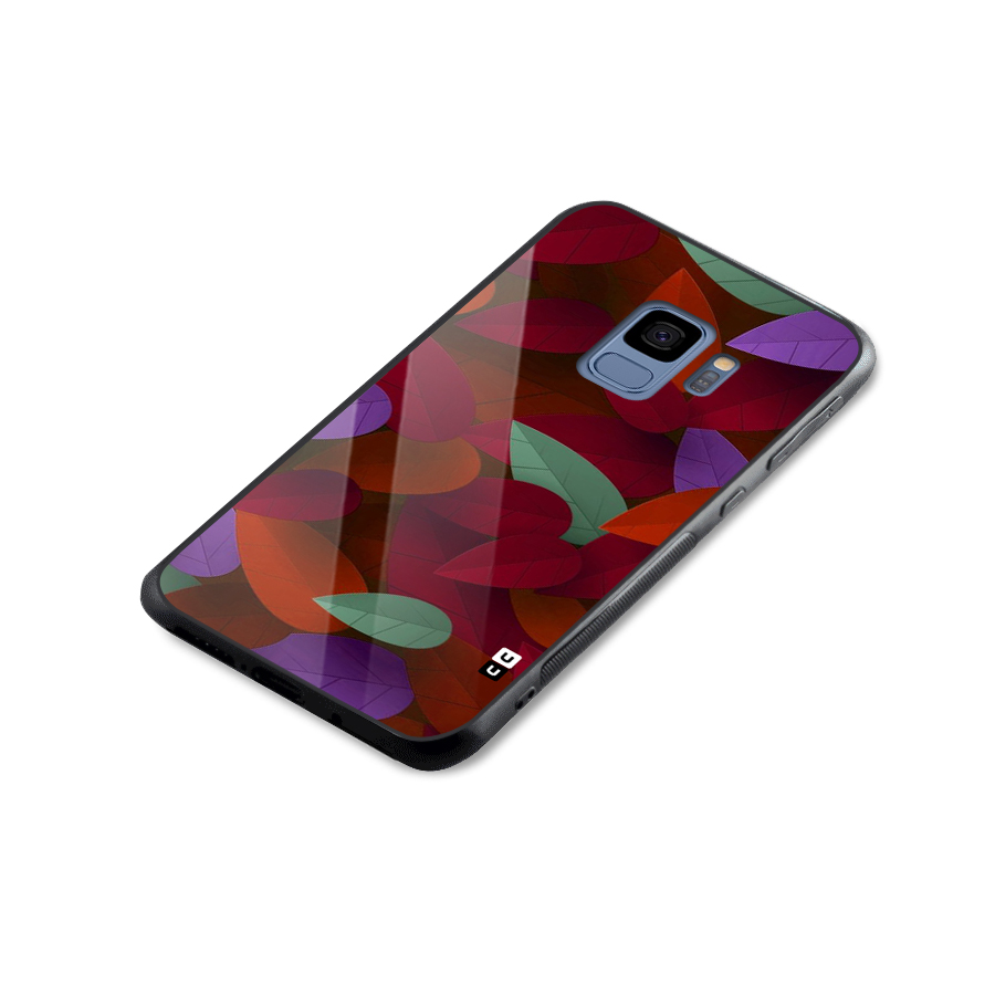 Aesthetic Colorful Leaves Glass Back Case for Galaxy S9