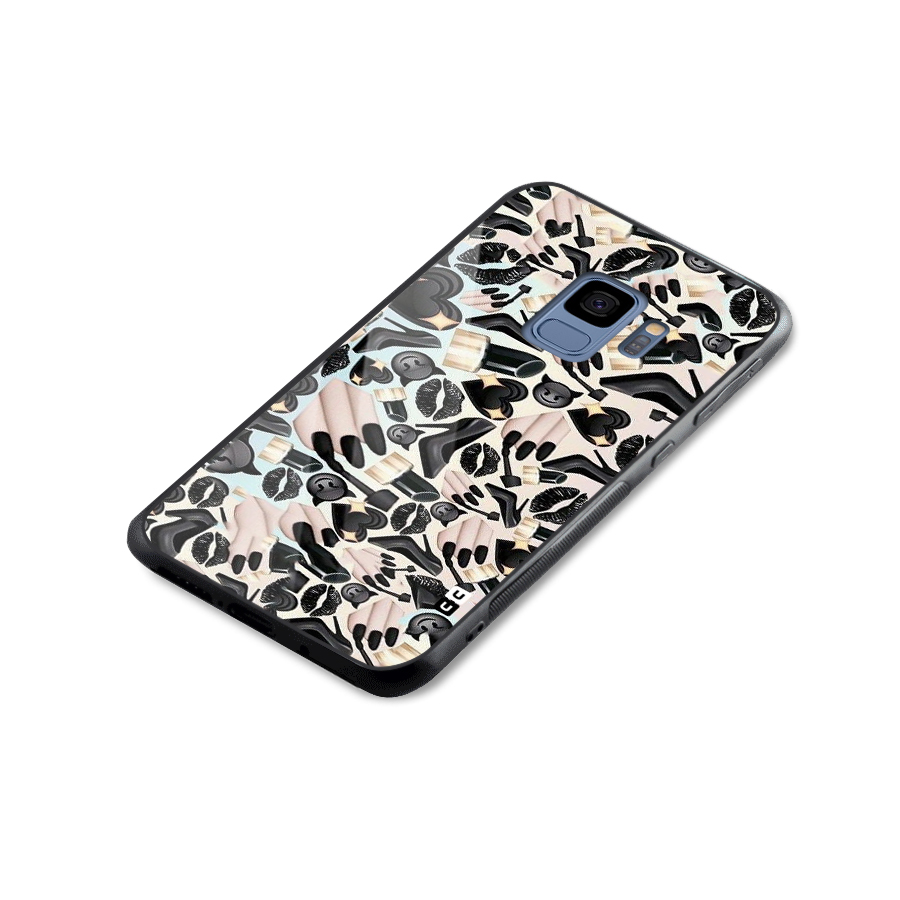All Black Love Glass Back Case for Galaxy S9