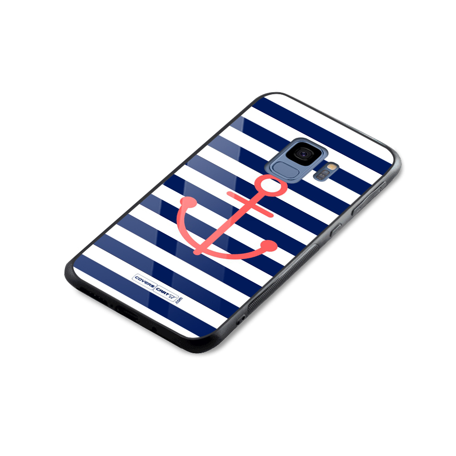 Anchor Stripes Glass Back Case for Galaxy S9