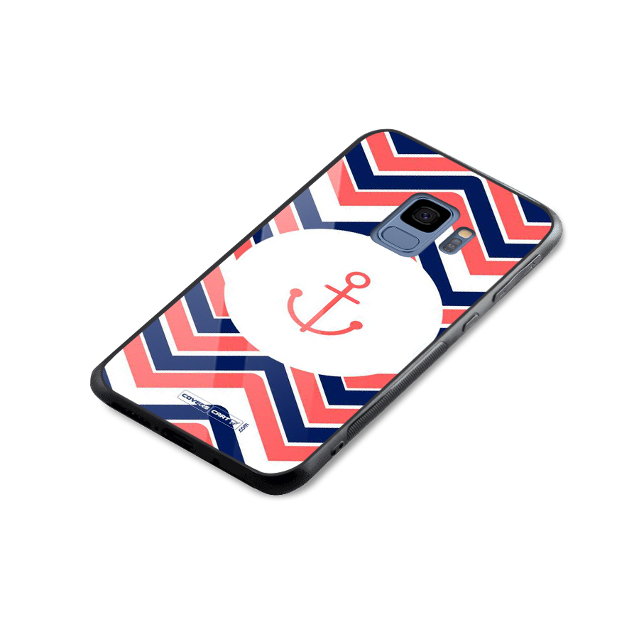 Anchor Zig Zag Glass Back Case for Galaxy S9