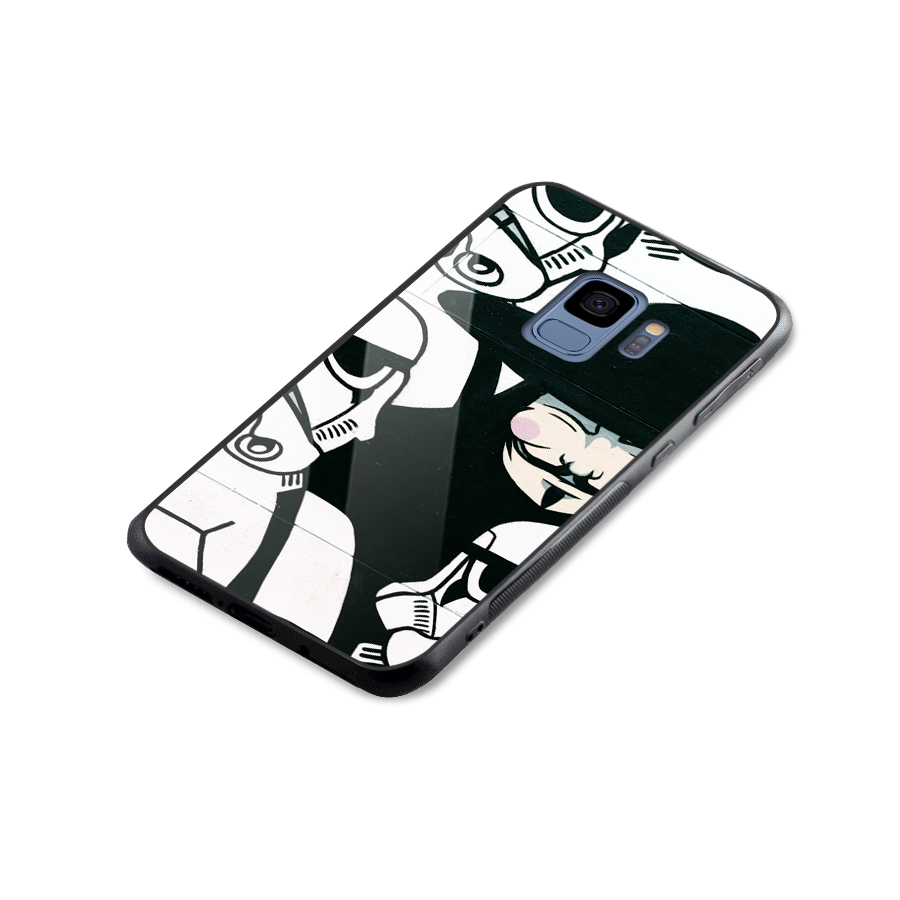 Anonymous Hat Glass Back Case for Galaxy S9