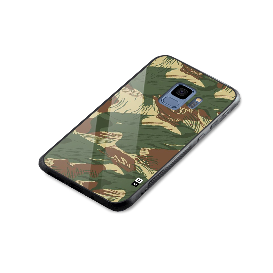 Army Design Glass Back Case for Galaxy S9