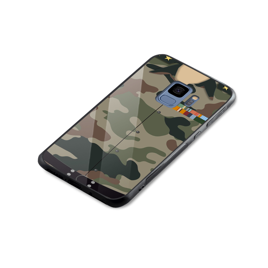 Army Uniform Glass Back Case for Galaxy S9