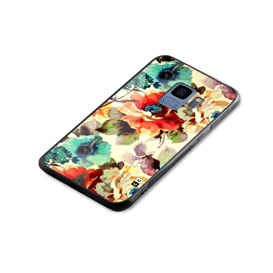 Artsy Bloom Flower Glass Back Case for Galaxy S9