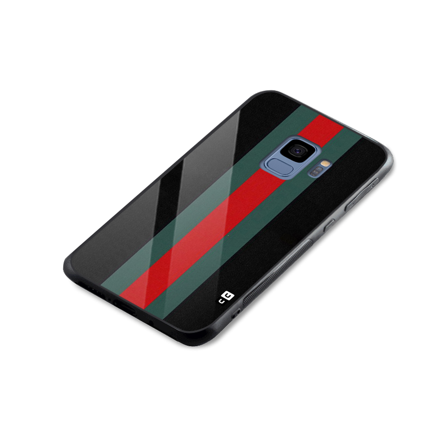 Basic Colored Stripes Glass Back Case for Galaxy S9