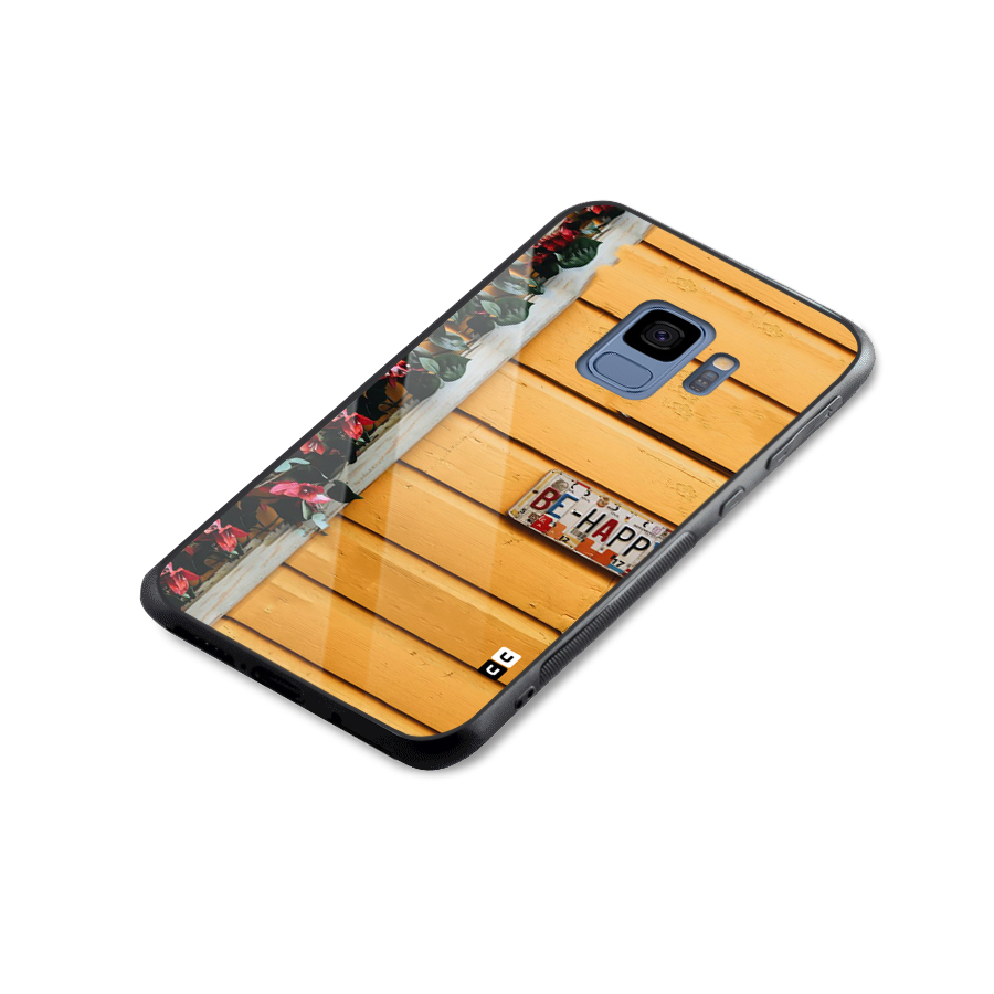 Be Happy Yellow Wall Glass Back Case for Galaxy S9