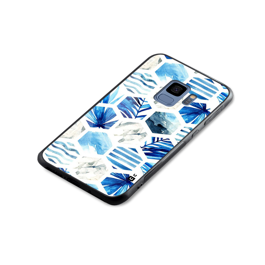Beach Vibes Pentagon Design Glass Back Case for Galaxy S9