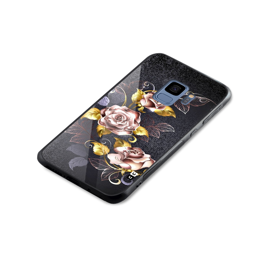 Beautiful Old Floral Design Glass Back Case for Galaxy S9