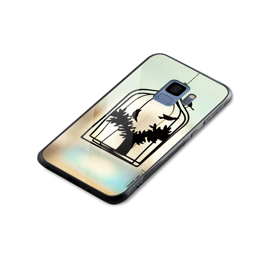 Beautiful Pegion Cage Glass Back Case for Galaxy S9