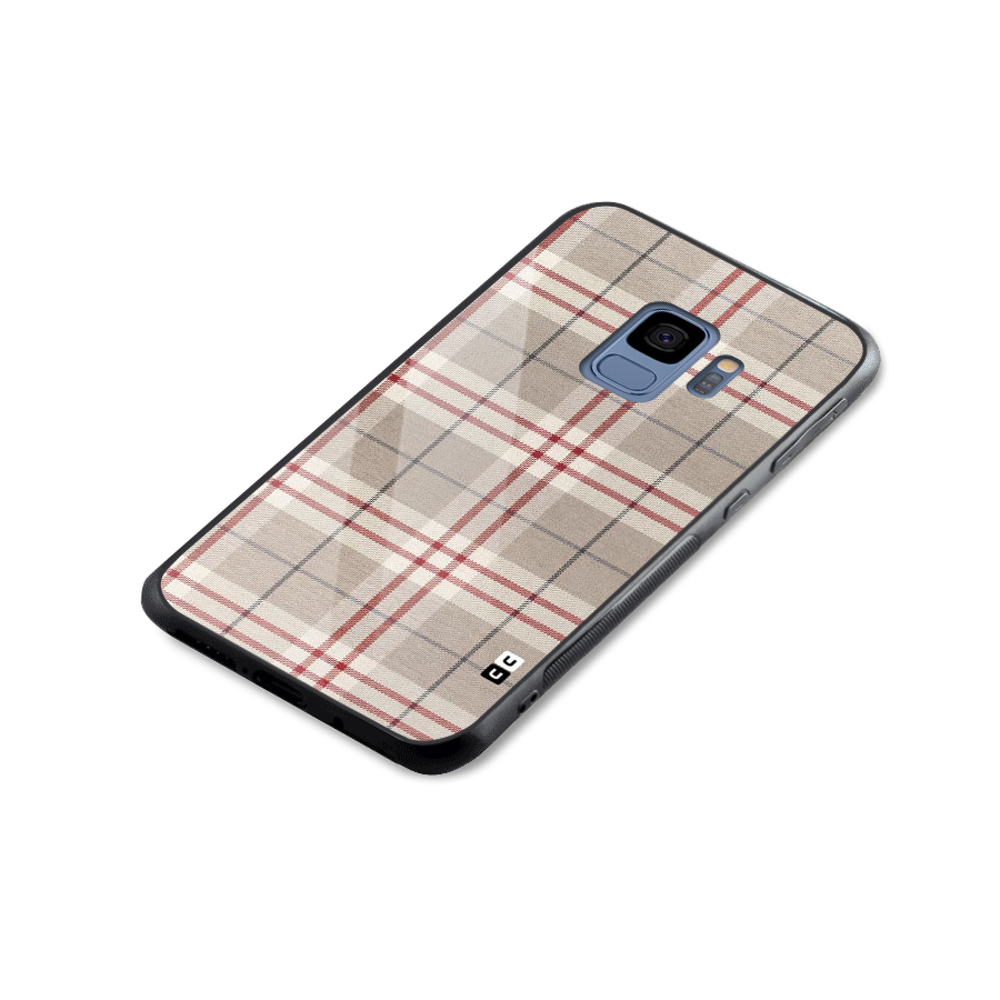 Beige Red Check Glass Back Case for Galaxy S9