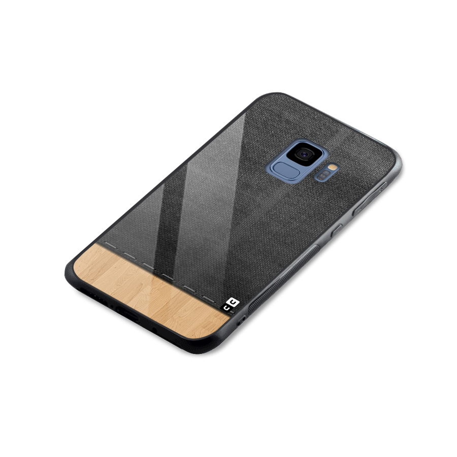 Bicolor Wood Texture Glass Back Case for Galaxy S9