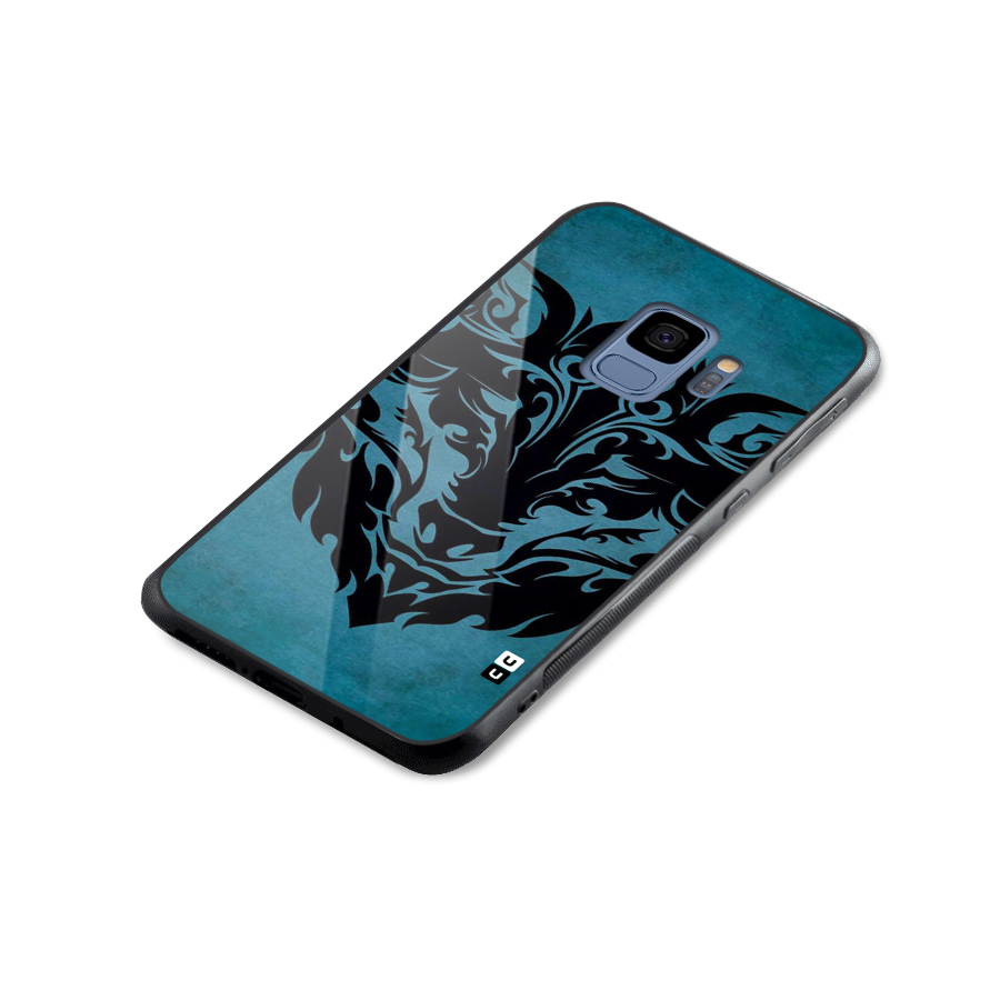 Black Artistic Wolf Glass Back Case for Galaxy S9