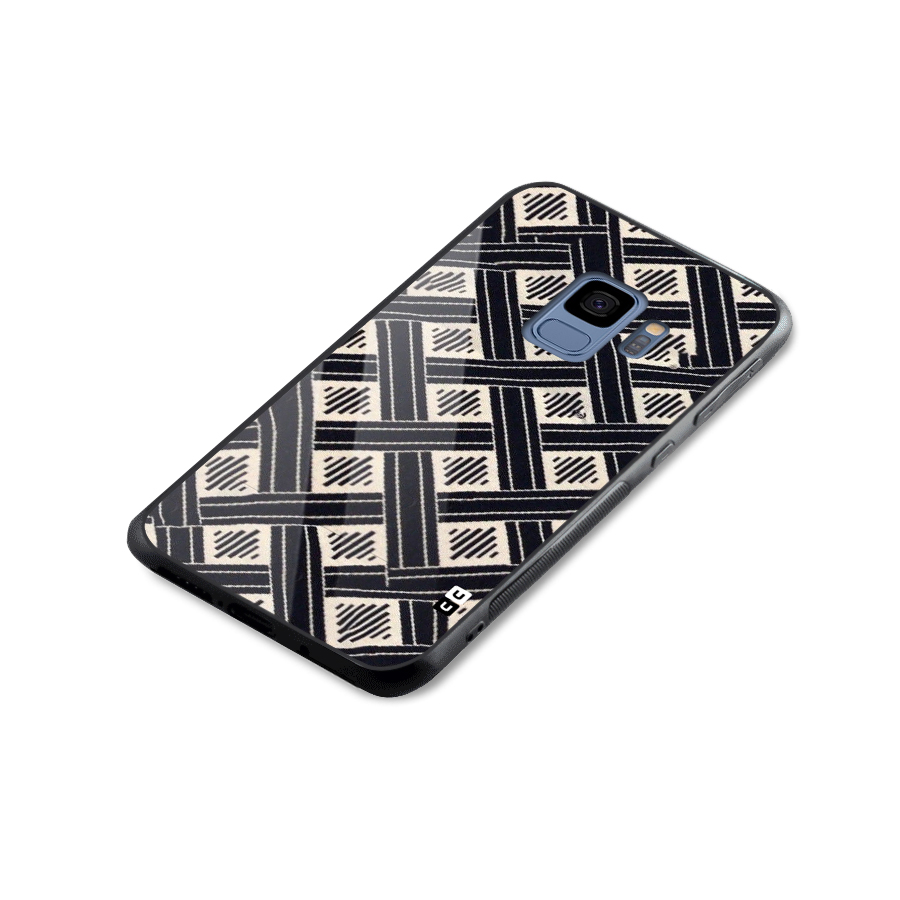Black Beige Criscros Glass Back Case for Galaxy S9