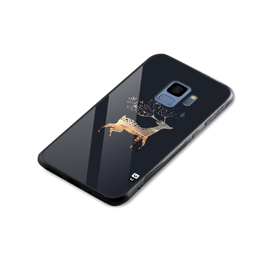 Black Deer Glass Back Case for Galaxy S9