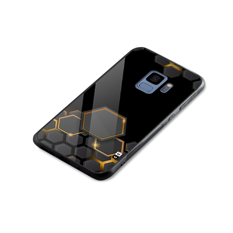 Black Gold Hexa Glass Back Case for Galaxy S9