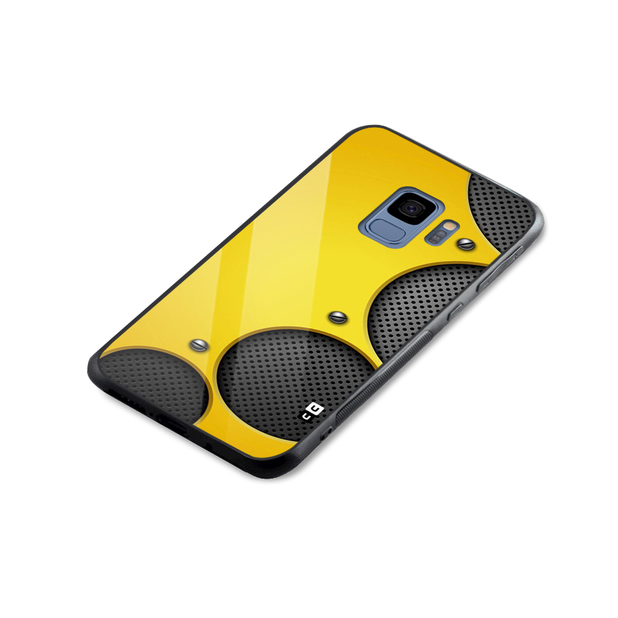 Black Net Yellow Glass Back Case for Galaxy S9