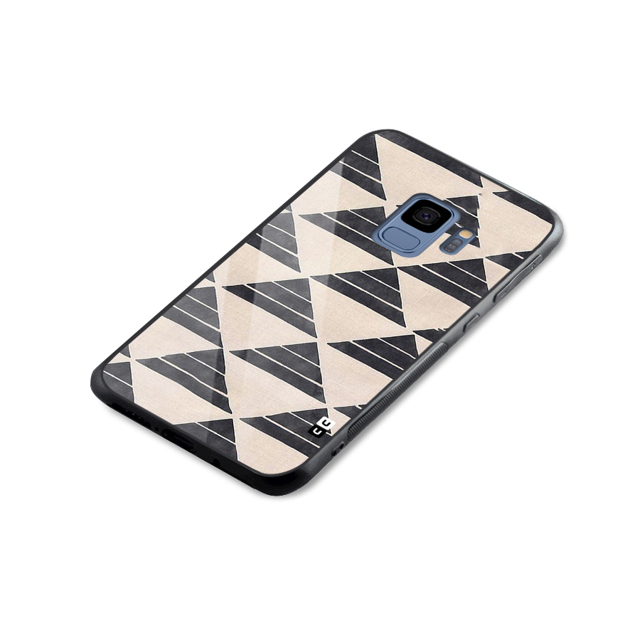 Black Slant Triangles Glass Back Case for Galaxy S9