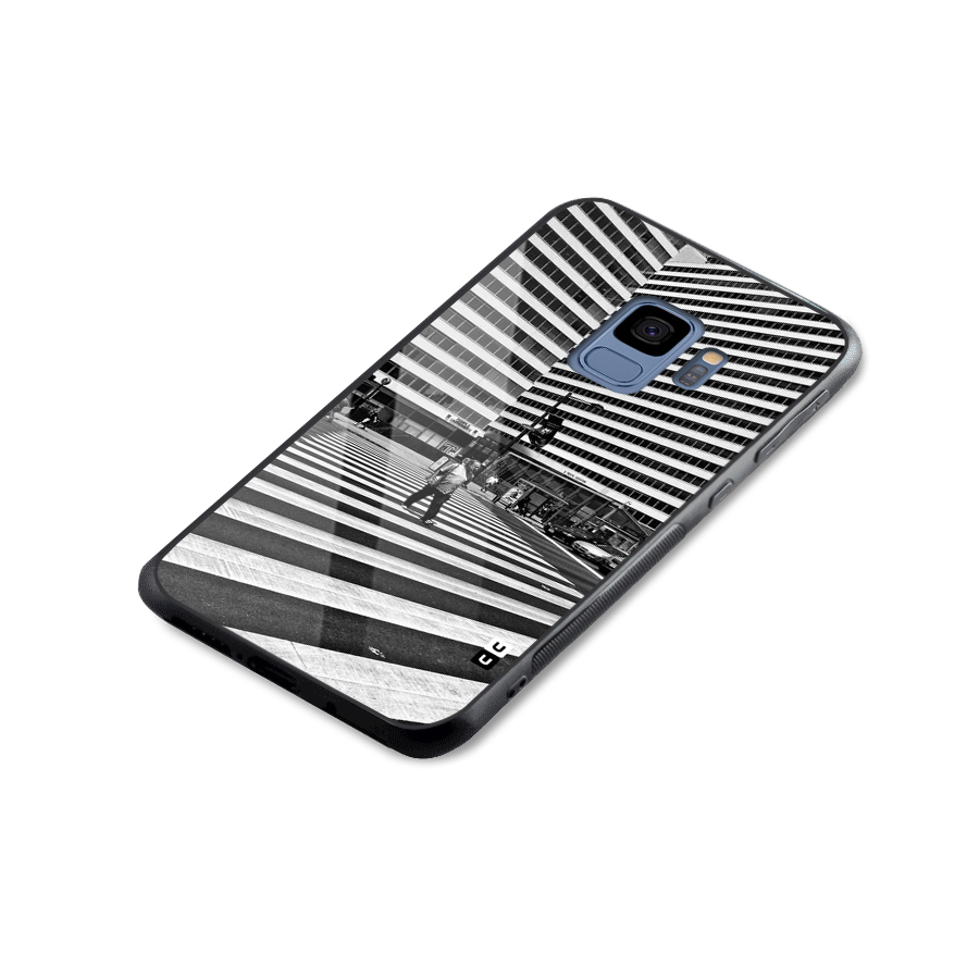 Black White Perspective Glass Back Case for Galaxy S9