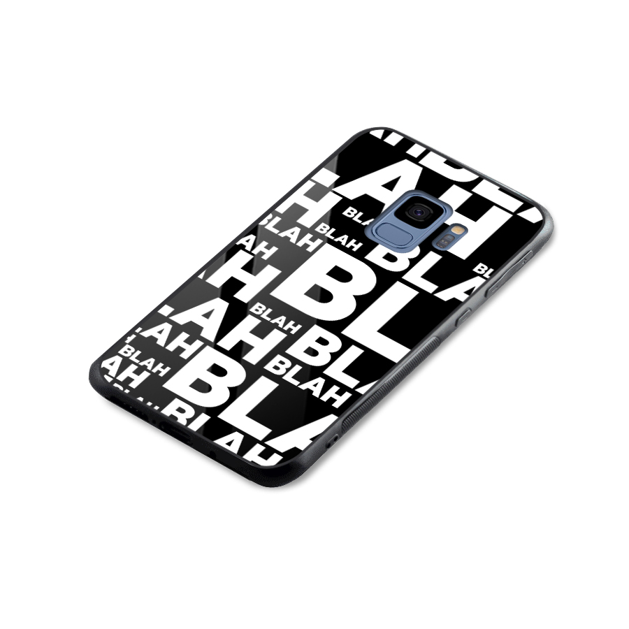 Blah Blah Pattern Glass Back Case for Galaxy S9