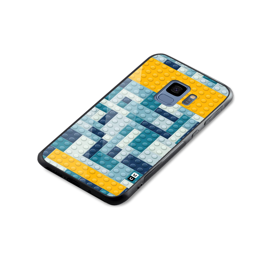 Blocks Blues Glass Back Case for Galaxy S9