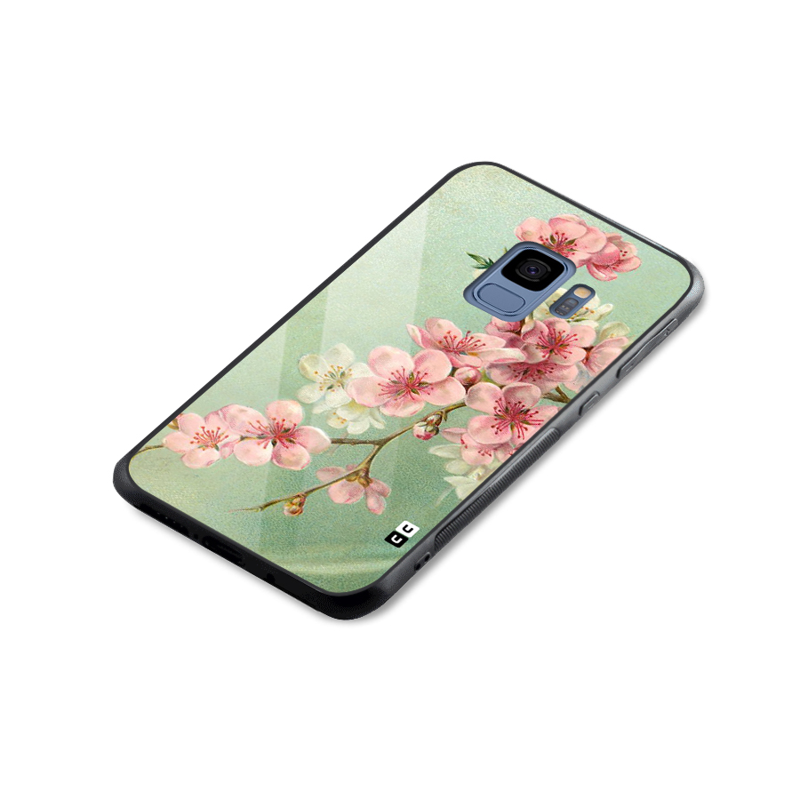 Blossom Cherry Design Glass Back Case for Galaxy S9
