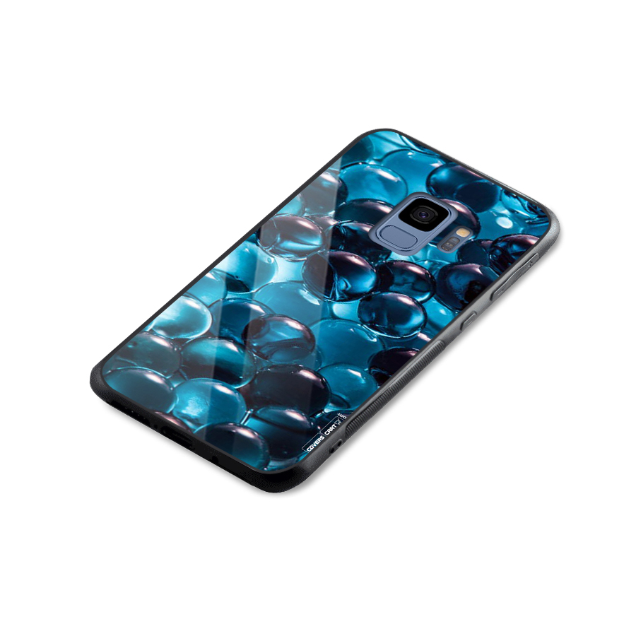 Blue Abstract Balls Glass Back Case for Galaxy S9