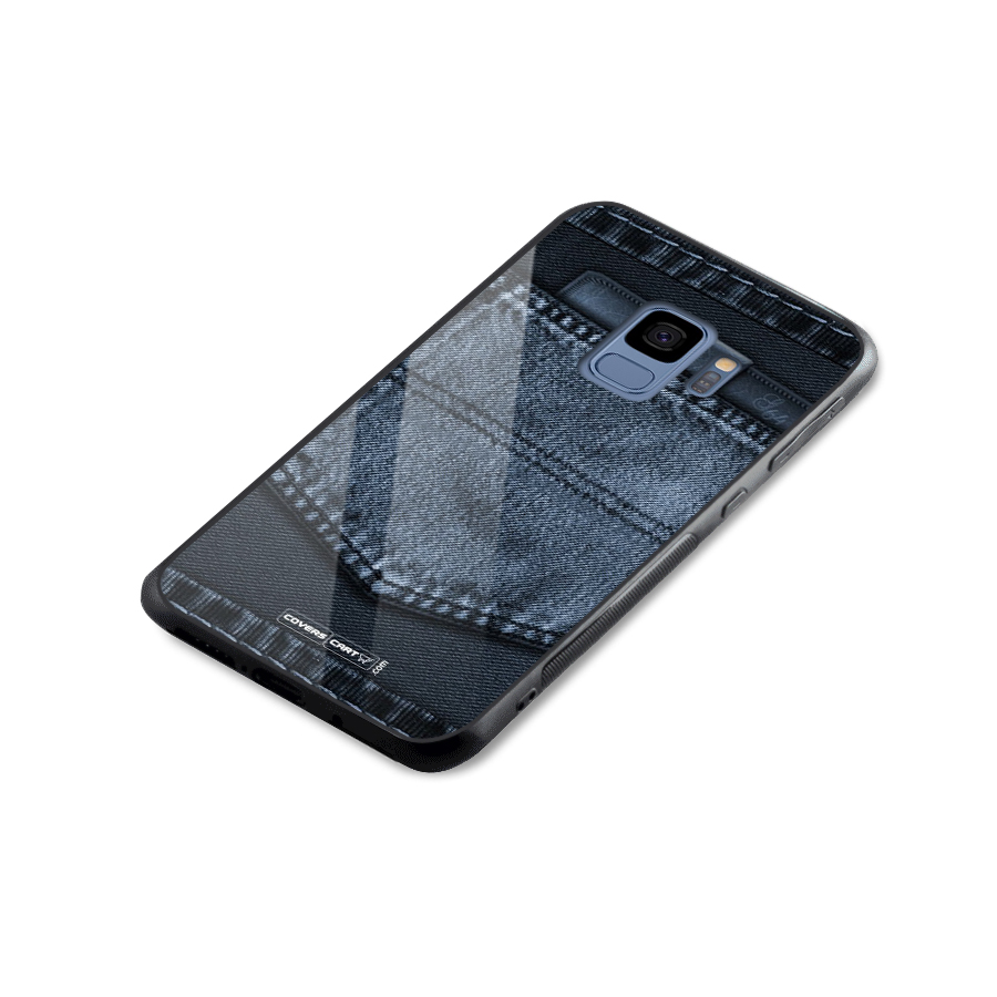 Blue Denim Glass Back Case for Galaxy S9