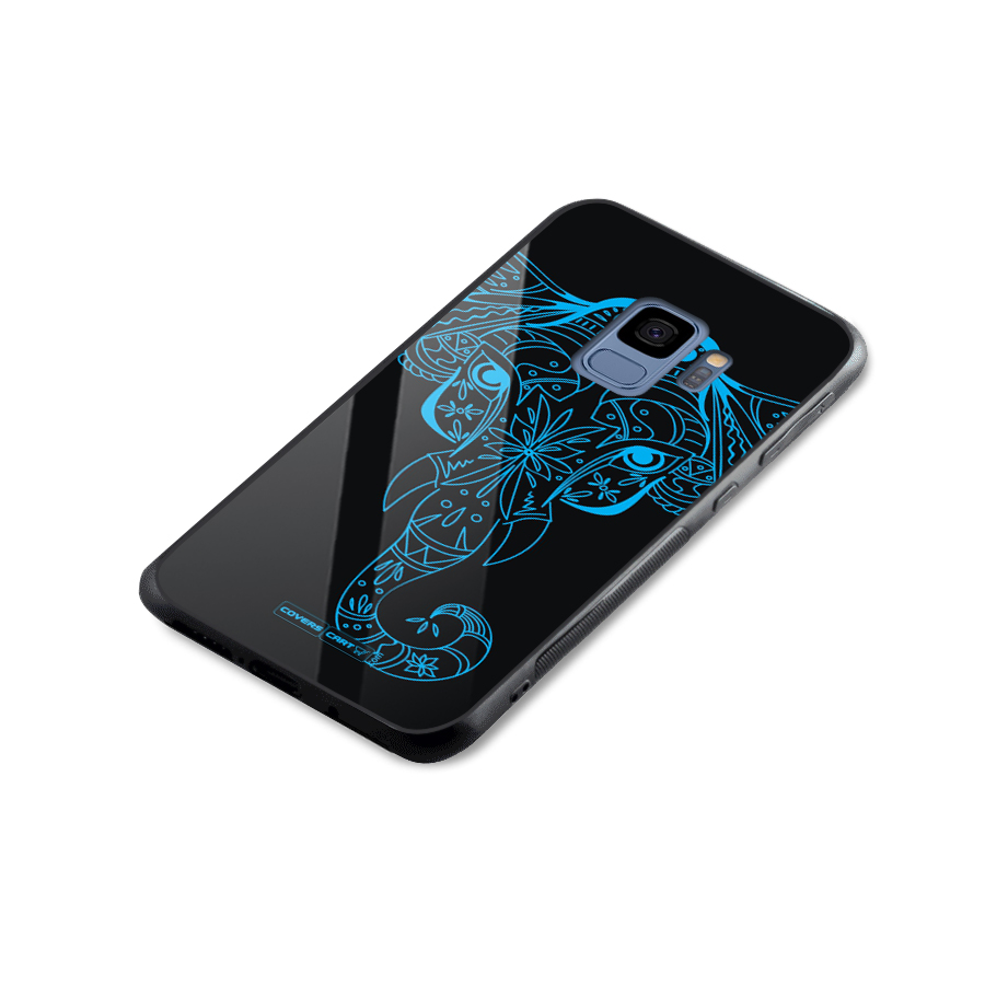 Blue Elephant Ethnic Glass Back Case for Galaxy S9