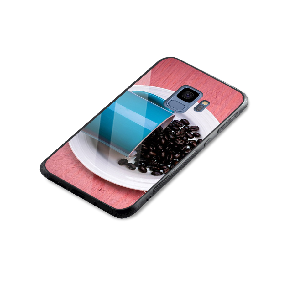 Blue Mug And Beans Glass Back Case for Galaxy S9